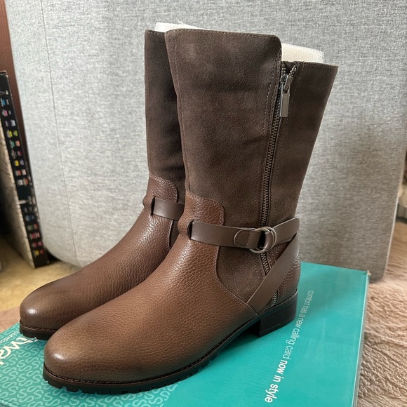 Marlow Shoes - Softwalk Brown Leather Mid-Calf Boots